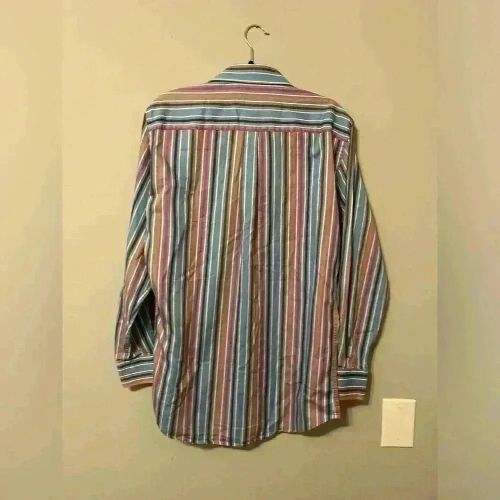 Peter Millar Striped 100% Cotton Button Down/Button Up Dress Shirt Size Medium - Picture 3 of 8